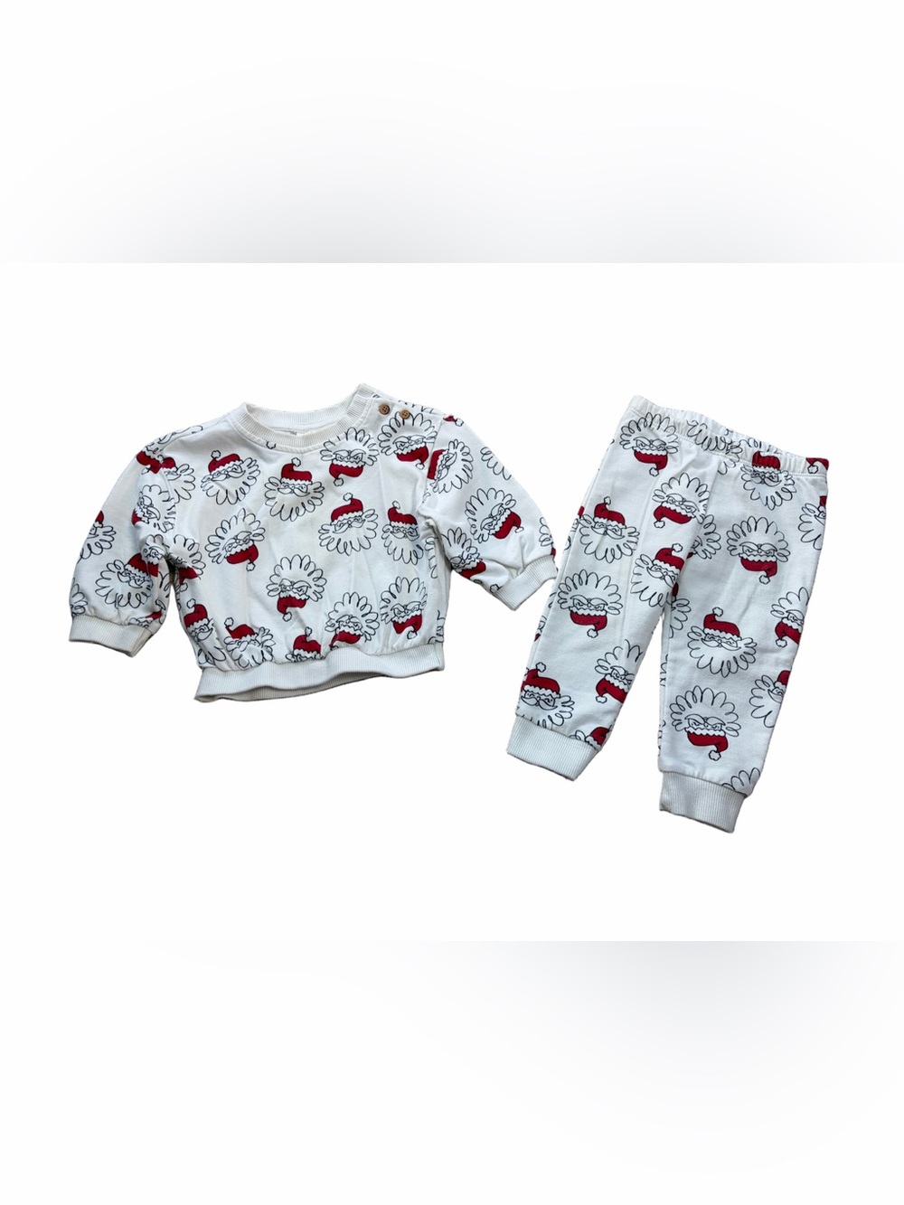Cat & Jack Size 12 Months Holiday Christmas Santa Fleece Sweatshirt Joggers Set